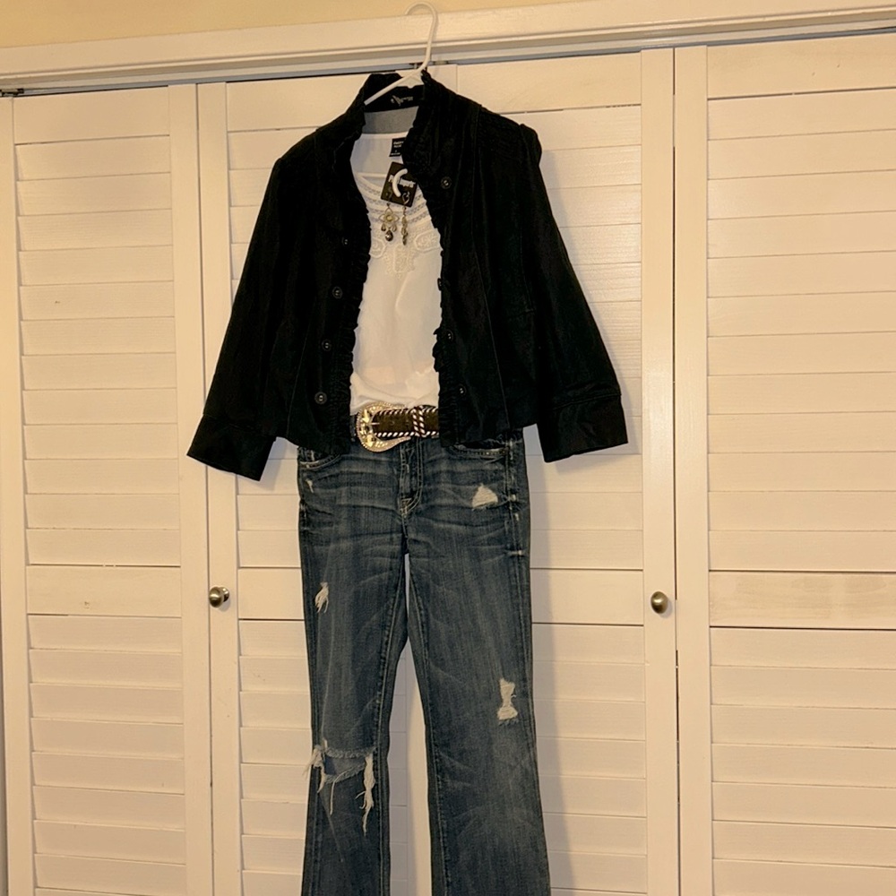 Stylish Outfit size 28 Seven jeans + vintage belt